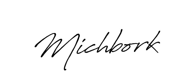 Use a signature maker to create a handwritten signature online. With this signature software, you can design (Antro_Vectra_Bolder) your own signature for name Michbork. Michbork signature style 7 images and pictures png