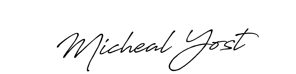 Make a beautiful signature design for name Micheal Yost. With this signature (Antro_Vectra_Bolder) style, you can create a handwritten signature for free. Micheal Yost signature style 7 images and pictures png