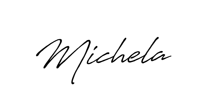 How to make Michela signature? Antro_Vectra_Bolder is a professional autograph style. Create handwritten signature for Michela name. Michela signature style 7 images and pictures png