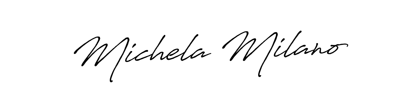 Create a beautiful signature design for name Michela Milano. With this signature (Antro_Vectra_Bolder) fonts, you can make a handwritten signature for free. Michela Milano signature style 7 images and pictures png