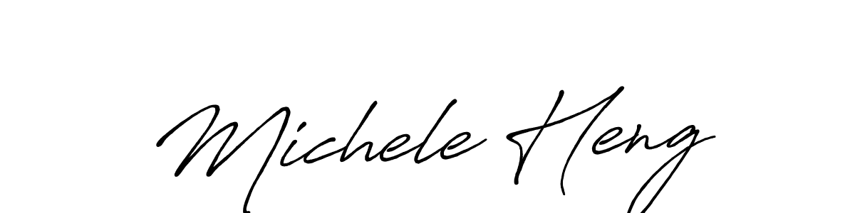 The best way (Antro_Vectra_Bolder) to make a short signature is to pick only two or three words in your name. The name Michele Heng include a total of six letters. For converting this name. Michele Heng signature style 7 images and pictures png