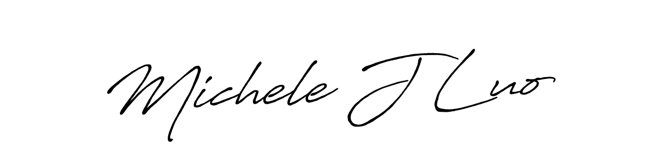 Make a beautiful signature design for name Michele J Luo. With this signature (Antro_Vectra_Bolder) style, you can create a handwritten signature for free. Michele J Luo signature style 7 images and pictures png