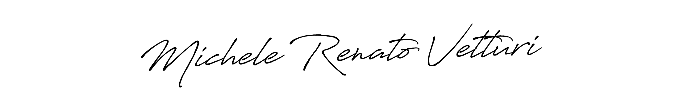 The best way (Antro_Vectra_Bolder) to make a short signature is to pick only two or three words in your name. The name Michele Renato Vetturi include a total of six letters. For converting this name. Michele Renato Vetturi signature style 7 images and pictures png