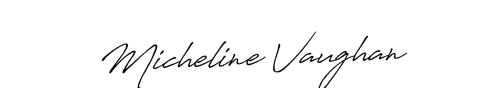 Create a beautiful signature design for name Micheline Vaughan. With this signature (Antro_Vectra_Bolder) fonts, you can make a handwritten signature for free. Micheline Vaughan signature style 7 images and pictures png