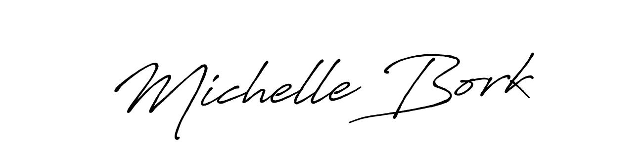 Design your own signature with our free online signature maker. With this signature software, you can create a handwritten (Antro_Vectra_Bolder) signature for name Michelle Bork. Michelle Bork signature style 7 images and pictures png