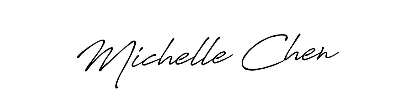 How to make Michelle Chen name signature. Use Antro_Vectra_Bolder style for creating short signs online. This is the latest handwritten sign. Michelle Chen signature style 7 images and pictures png