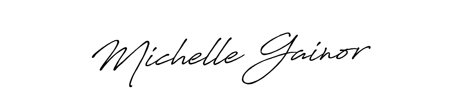 You should practise on your own different ways (Antro_Vectra_Bolder) to write your name (Michelle Gainor) in signature. don't let someone else do it for you. Michelle Gainor signature style 7 images and pictures png