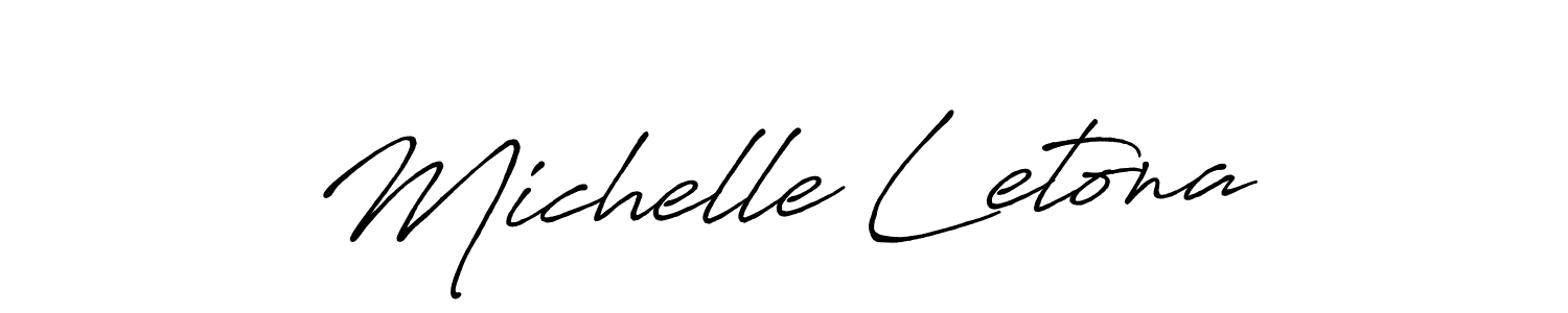 Similarly Antro_Vectra_Bolder is the best handwritten signature design. Signature creator online .You can use it as an online autograph creator for name Michelle Letona. Michelle Letona signature style 7 images and pictures png