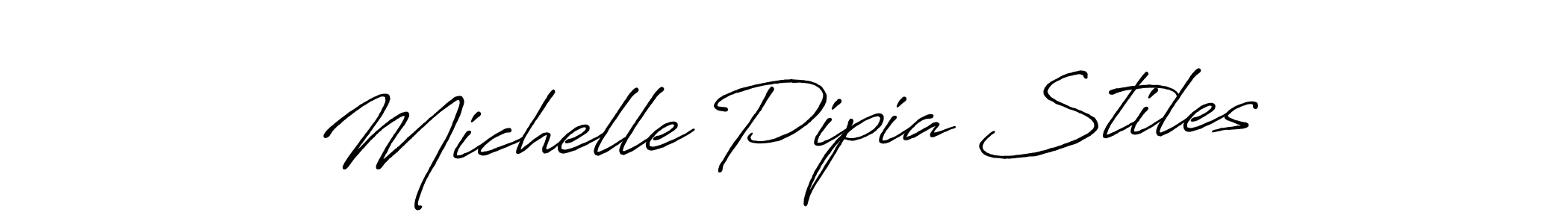 How to make Michelle Pipia Stiles signature? Antro_Vectra_Bolder is a professional autograph style. Create handwritten signature for Michelle Pipia Stiles name. Michelle Pipia Stiles signature style 7 images and pictures png
