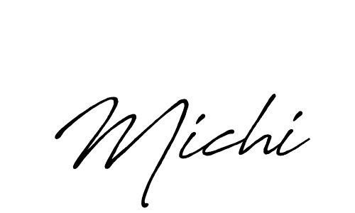 if you are searching for the best signature style for your name Michi. so please give up your signature search. here we have designed multiple signature styles  using Antro_Vectra_Bolder. Michi signature style 7 images and pictures png