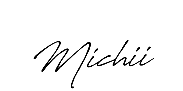if you are searching for the best signature style for your name Michii. so please give up your signature search. here we have designed multiple signature styles  using Antro_Vectra_Bolder. Michii signature style 7 images and pictures png