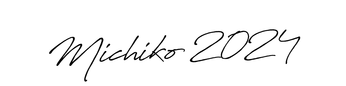 Antro_Vectra_Bolder is a professional signature style that is perfect for those who want to add a touch of class to their signature. It is also a great choice for those who want to make their signature more unique. Get Michiko 2024 name to fancy signature for free. Michiko 2024 signature style 7 images and pictures png