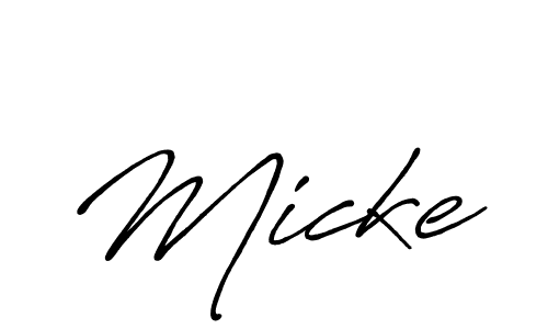 Use a signature maker to create a handwritten signature online. With this signature software, you can design (Antro_Vectra_Bolder) your own signature for name Micke. Micke signature style 7 images and pictures png