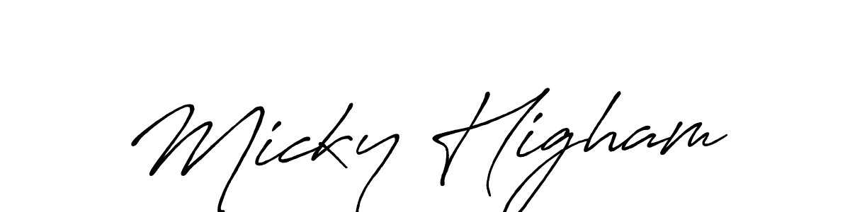 You should practise on your own different ways (Antro_Vectra_Bolder) to write your name (Micky Higham) in signature. don't let someone else do it for you. Micky Higham signature style 7 images and pictures png