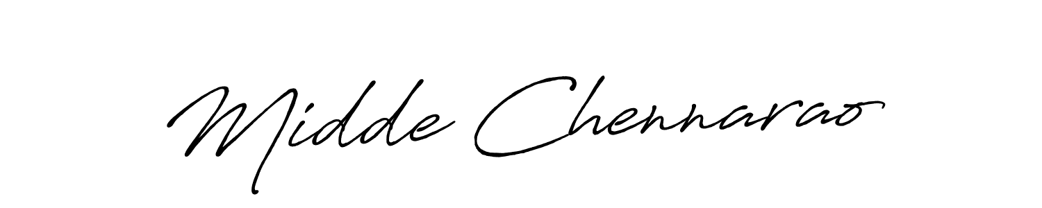 Antro_Vectra_Bolder is a professional signature style that is perfect for those who want to add a touch of class to their signature. It is also a great choice for those who want to make their signature more unique. Get Midde Chennarao name to fancy signature for free. Midde Chennarao signature style 7 images and pictures png