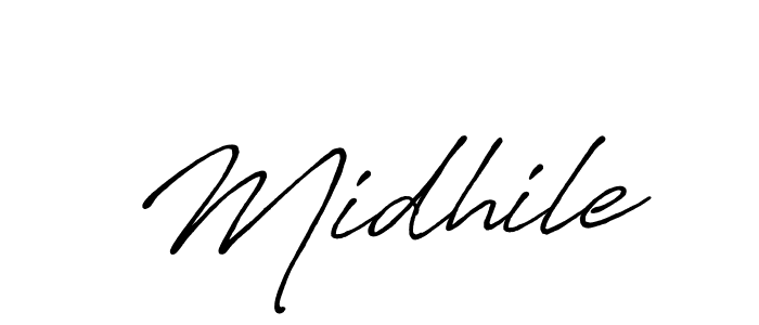 Use a signature maker to create a handwritten signature online. With this signature software, you can design (Antro_Vectra_Bolder) your own signature for name Midhile. Midhile signature style 7 images and pictures png