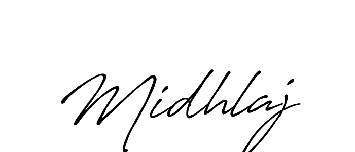 You should practise on your own different ways (Antro_Vectra_Bolder) to write your name (Midhlaj) in signature. don't let someone else do it for you. Midhlaj signature style 7 images and pictures png