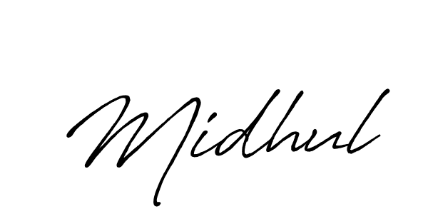 You should practise on your own different ways (Antro_Vectra_Bolder) to write your name (Midhul) in signature. don't let someone else do it for you. Midhul signature style 7 images and pictures png