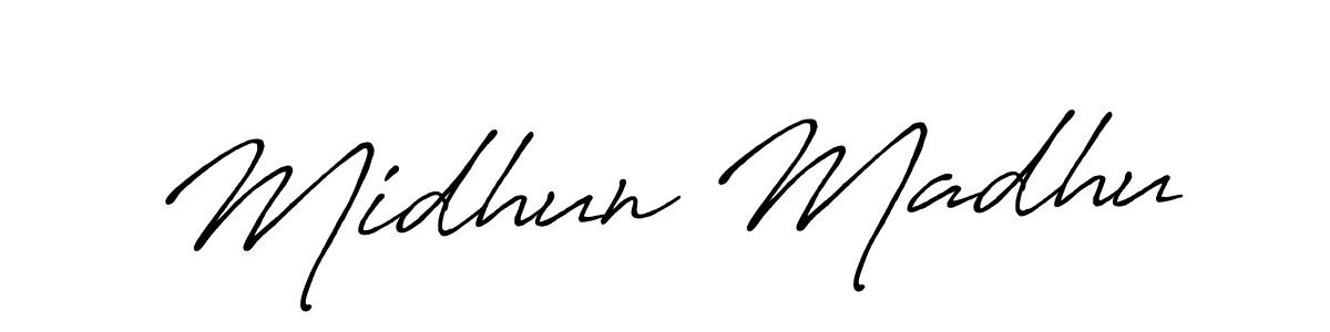 Also we have Midhun Madhu name is the best signature style. Create professional handwritten signature collection using Antro_Vectra_Bolder autograph style. Midhun Madhu signature style 7 images and pictures png