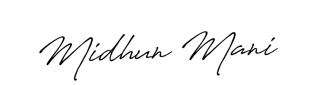Antro_Vectra_Bolder is a professional signature style that is perfect for those who want to add a touch of class to their signature. It is also a great choice for those who want to make their signature more unique. Get Midhun Mani name to fancy signature for free. Midhun Mani signature style 7 images and pictures png