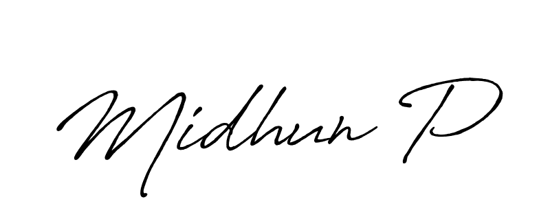 This is the best signature style for the Midhun P name. Also you like these signature font (Antro_Vectra_Bolder). Mix name signature. Midhun P signature style 7 images and pictures png