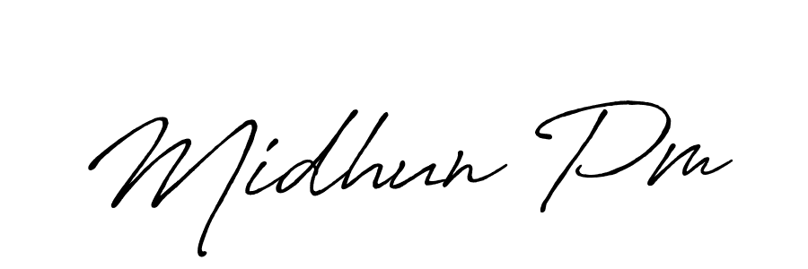 Midhun Pm stylish signature style. Best Handwritten Sign (Antro_Vectra_Bolder) for my name. Handwritten Signature Collection Ideas for my name Midhun Pm. Midhun Pm signature style 7 images and pictures png