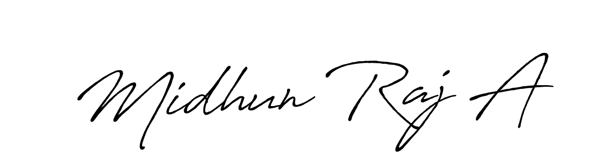 Create a beautiful signature design for name Midhun Raj A. With this signature (Antro_Vectra_Bolder) fonts, you can make a handwritten signature for free. Midhun Raj A signature style 7 images and pictures png