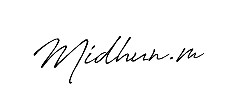 How to make Midhun.m signature? Antro_Vectra_Bolder is a professional autograph style. Create handwritten signature for Midhun.m name. Midhun.m signature style 7 images and pictures png