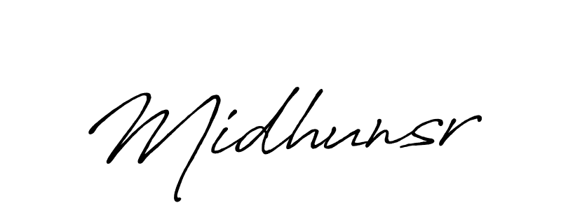 Use a signature maker to create a handwritten signature online. With this signature software, you can design (Antro_Vectra_Bolder) your own signature for name Midhunsr. Midhunsr signature style 7 images and pictures png