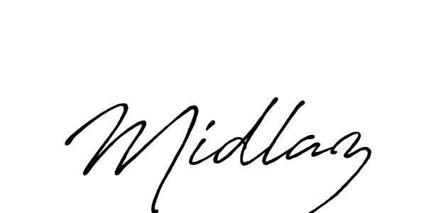 How to make Midlaz name signature. Use Antro_Vectra_Bolder style for creating short signs online. This is the latest handwritten sign. Midlaz signature style 7 images and pictures png