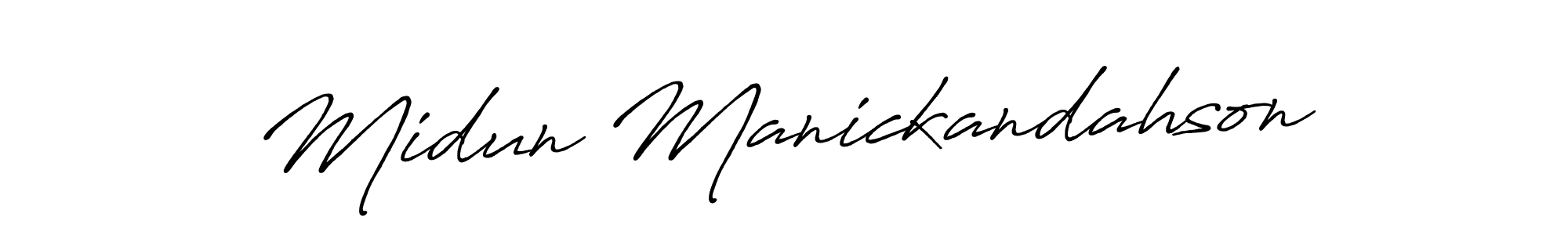 How to make Midun Manickandahson name signature. Use Antro_Vectra_Bolder style for creating short signs online. This is the latest handwritten sign. Midun Manickandahson signature style 7 images and pictures png