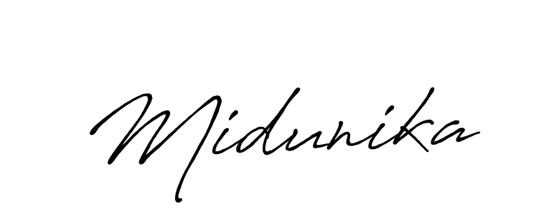 Use a signature maker to create a handwritten signature online. With this signature software, you can design (Antro_Vectra_Bolder) your own signature for name Midunika. Midunika signature style 7 images and pictures png