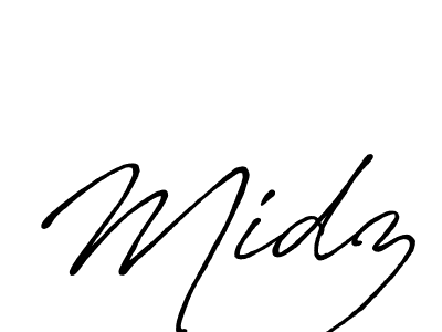 Midz stylish signature style. Best Handwritten Sign (Antro_Vectra_Bolder) for my name. Handwritten Signature Collection Ideas for my name Midz. Midz signature style 7 images and pictures png