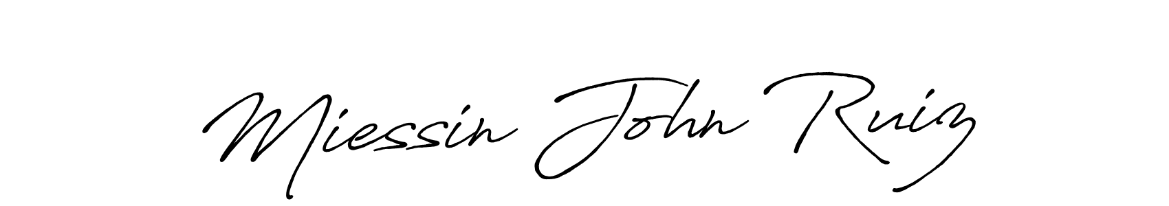 How to make Miessin John Ruiz name signature. Use Antro_Vectra_Bolder style for creating short signs online. This is the latest handwritten sign. Miessin John Ruiz signature style 7 images and pictures png