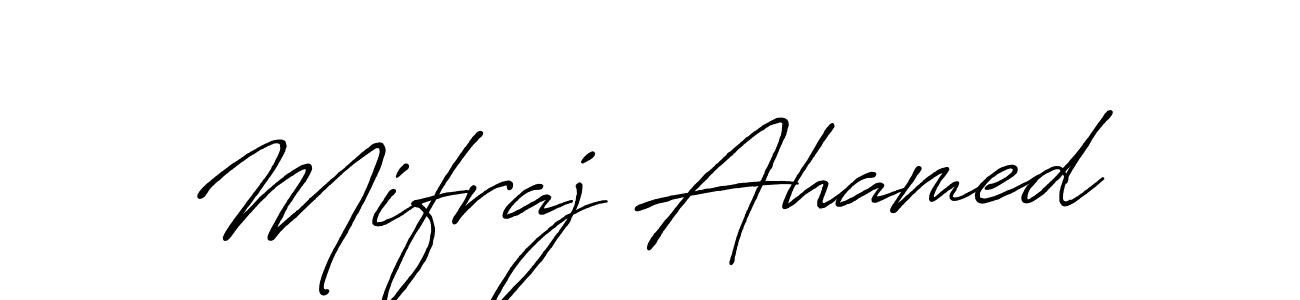 How to make Mifraj Ahamed name signature. Use Antro_Vectra_Bolder style for creating short signs online. This is the latest handwritten sign. Mifraj Ahamed signature style 7 images and pictures png