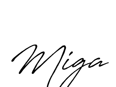 Create a beautiful signature design for name Miga. With this signature (Antro_Vectra_Bolder) fonts, you can make a handwritten signature for free. Miga signature style 7 images and pictures png