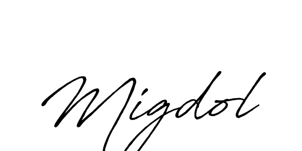 How to make Migdol name signature. Use Antro_Vectra_Bolder style for creating short signs online. This is the latest handwritten sign. Migdol signature style 7 images and pictures png