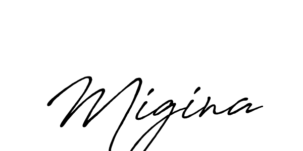 Design your own signature with our free online signature maker. With this signature software, you can create a handwritten (Antro_Vectra_Bolder) signature for name Migina. Migina signature style 7 images and pictures png