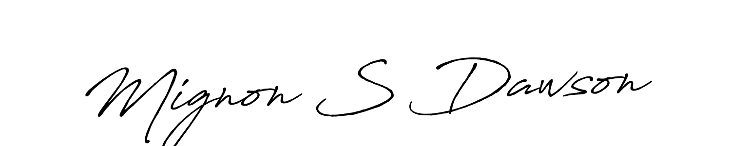 Create a beautiful signature design for name Mignon S Dawson. With this signature (Antro_Vectra_Bolder) fonts, you can make a handwritten signature for free. Mignon S Dawson signature style 7 images and pictures png