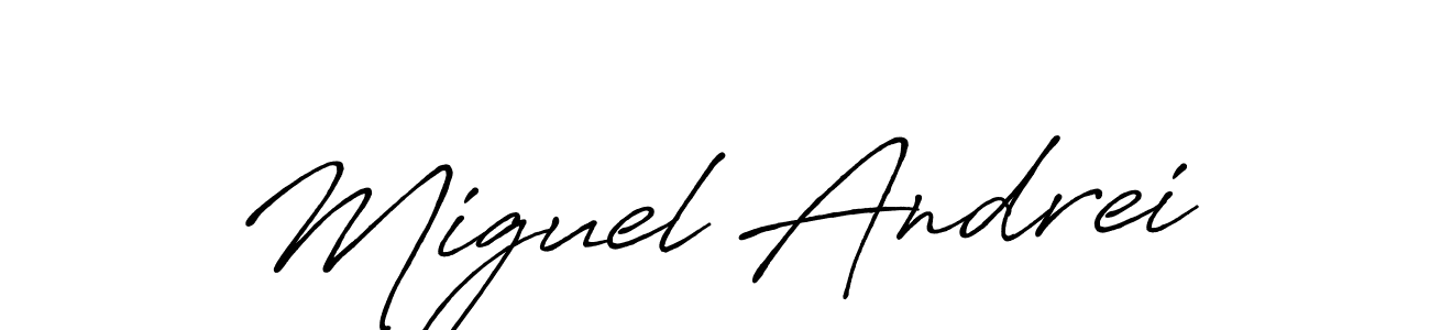 Miguel Andrei stylish signature style. Best Handwritten Sign (Antro_Vectra_Bolder) for my name. Handwritten Signature Collection Ideas for my name Miguel Andrei. Miguel Andrei signature style 7 images and pictures png