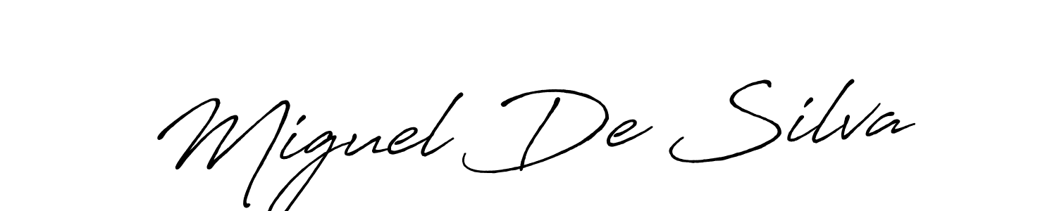 Antro_Vectra_Bolder is a professional signature style that is perfect for those who want to add a touch of class to their signature. It is also a great choice for those who want to make their signature more unique. Get Miguel De Silva name to fancy signature for free. Miguel De Silva signature style 7 images and pictures png