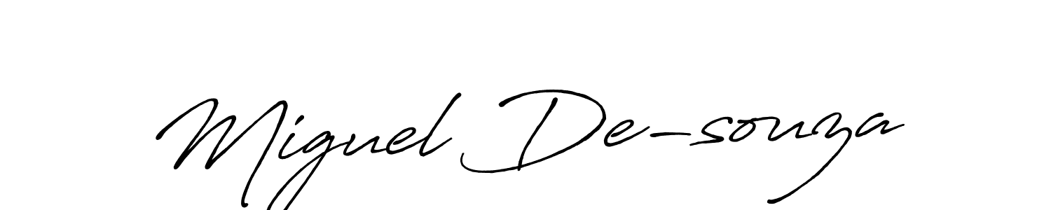 This is the best signature style for the Miguel De-souza name. Also you like these signature font (Antro_Vectra_Bolder). Mix name signature. Miguel De-souza signature style 7 images and pictures png