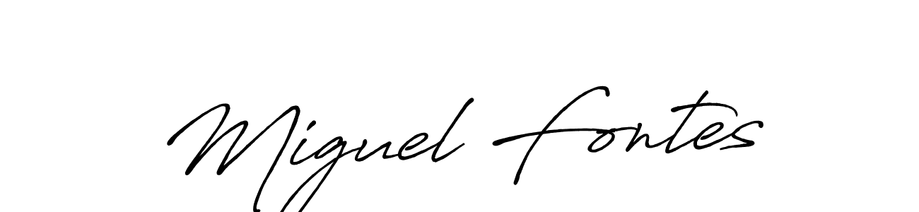 How to make Miguel Fontes name signature. Use Antro_Vectra_Bolder style for creating short signs online. This is the latest handwritten sign. Miguel Fontes signature style 7 images and pictures png