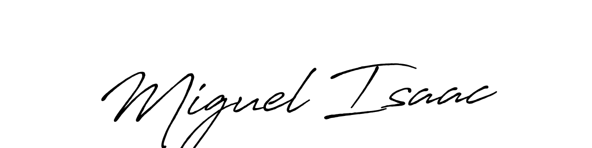 How to make Miguel Isaac name signature. Use Antro_Vectra_Bolder style for creating short signs online. This is the latest handwritten sign. Miguel Isaac signature style 7 images and pictures png