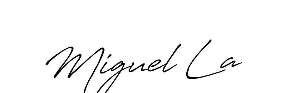 Similarly Antro_Vectra_Bolder is the best handwritten signature design. Signature creator online .You can use it as an online autograph creator for name Miguel La. Miguel La signature style 7 images and pictures png