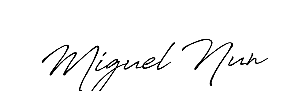 Also You can easily find your signature by using the search form. We will create Miguel Nun name handwritten signature images for you free of cost using Antro_Vectra_Bolder sign style. Miguel Nun signature style 7 images and pictures png