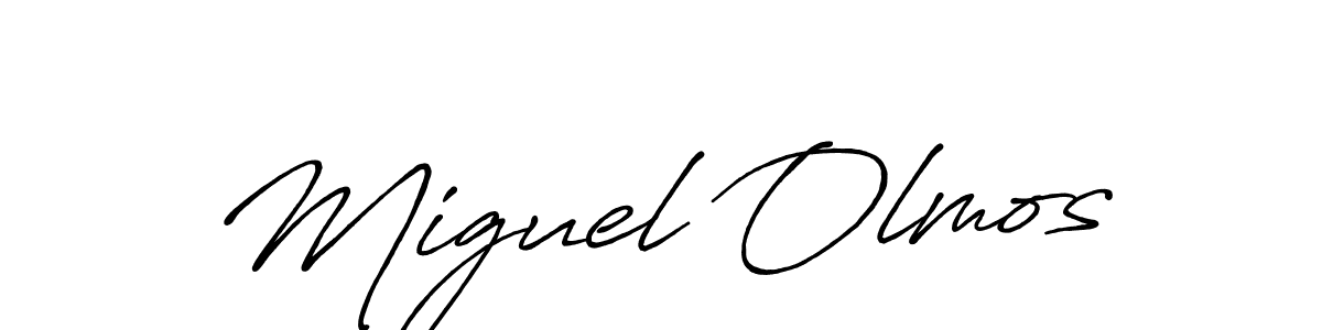 Create a beautiful signature design for name Miguel Olmos. With this signature (Antro_Vectra_Bolder) fonts, you can make a handwritten signature for free. Miguel Olmos signature style 7 images and pictures png