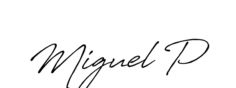 Once you've used our free online signature maker to create your best signature Antro_Vectra_Bolder style, it's time to enjoy all of the benefits that Miguel P name signing documents. Miguel P signature style 7 images and pictures png