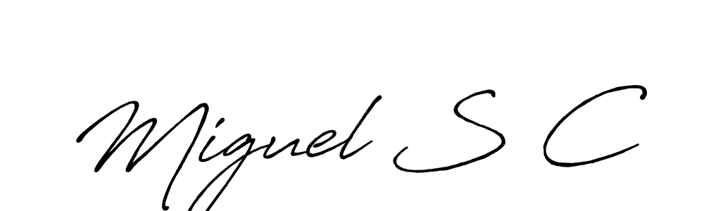 How to make Miguel S C name signature. Use Antro_Vectra_Bolder style for creating short signs online. This is the latest handwritten sign. Miguel S C signature style 7 images and pictures png