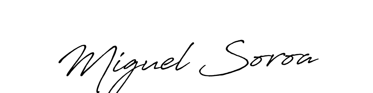 How to make Miguel Soroa name signature. Use Antro_Vectra_Bolder style for creating short signs online. This is the latest handwritten sign. Miguel Soroa signature style 7 images and pictures png